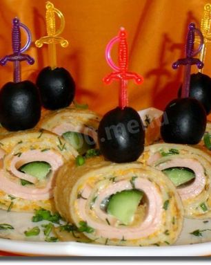 Блины с колбасой Острячок