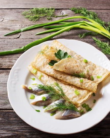 Рецепт блинов с селедкой