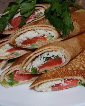 Блины с семгой и сыром