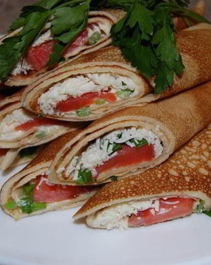 Блины с семгой и сыром