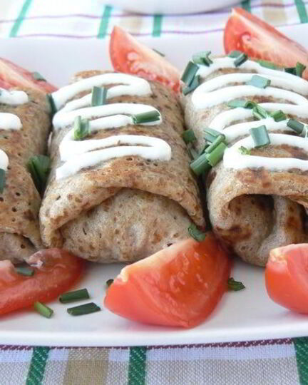 Рецепт ржаных блинов, фаршированных печенью и грибами