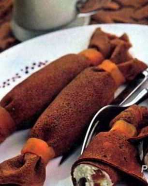 Шоколадные блинчики с творогом