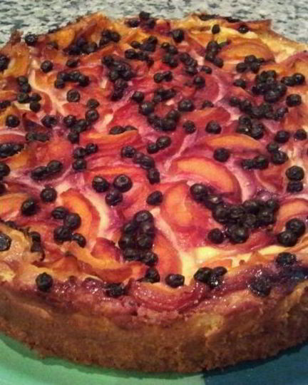 Рецепт чизкейка с абрикосами и черникой