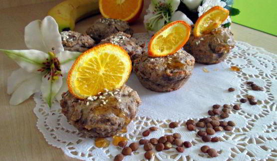 чечевичные кексы с цитрусовыми чипсами