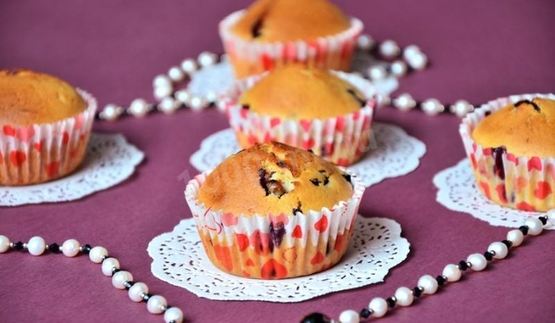 сметанные кексы с черникой