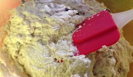 хлеб без замеса с изюмом и семечками