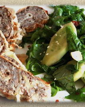 Гречка с куриной печенью в лаваше