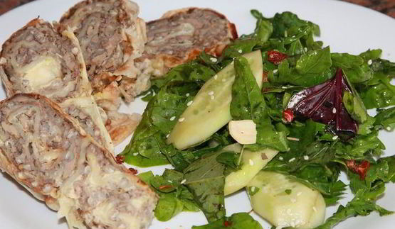 гречка с куриной печенью в лаваше