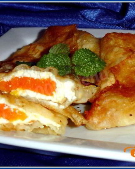 Рецепт конвертиков из лаваша с тыквенно-творожной начинкой