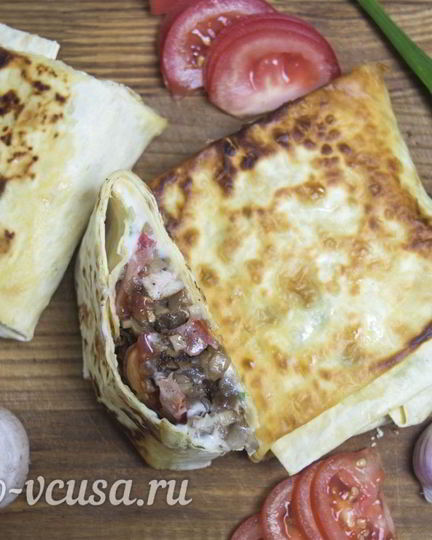 Рецепт лаваша с курицей и грибами