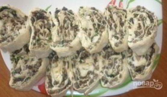 лаваш с шампиньонами и сыром