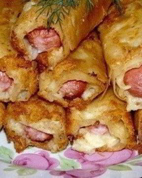 Сосиски с картофелем в тонком лаваше