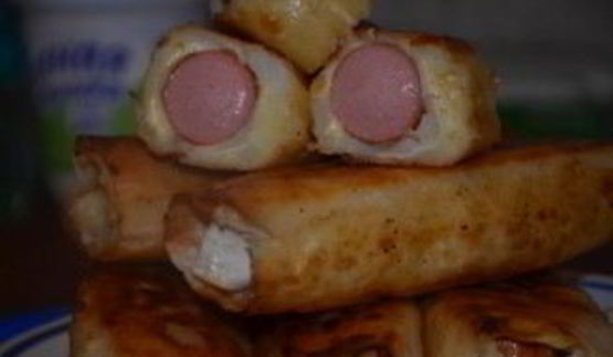 сосиски в лаваше с картошкой