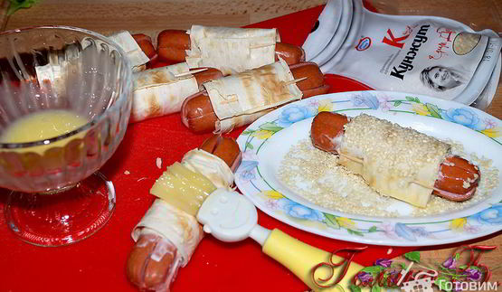 закусочные сосиски в лаваше