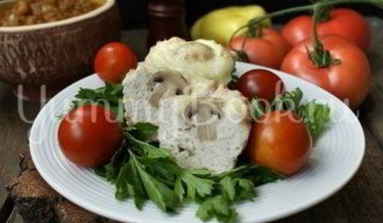 куриные маффины с шампиньонами и моцареллой