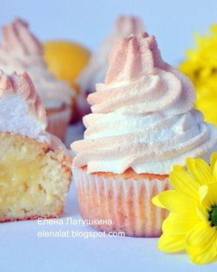 Рецепт лимонные маффины с курдом и меренгой