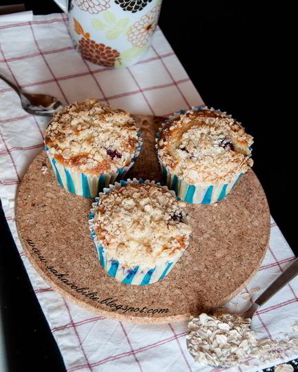 Рецепт маффинов на йогурте с черникой и овсяными хлопьями