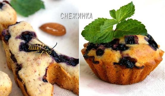 маффины с черникой и миндалем