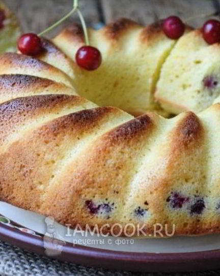 Рецепт манника с вишней на кефире