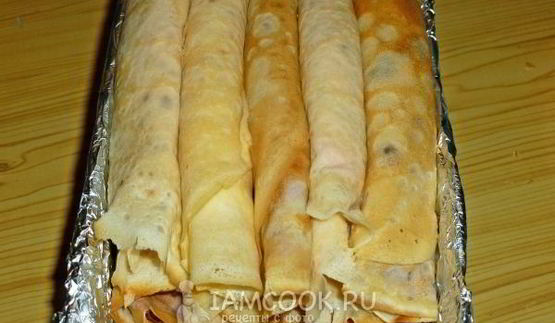 пирог блинный с творожной начинкой