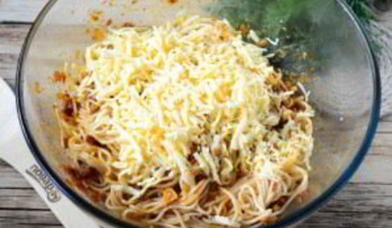 пирог из спагетти болоньезе