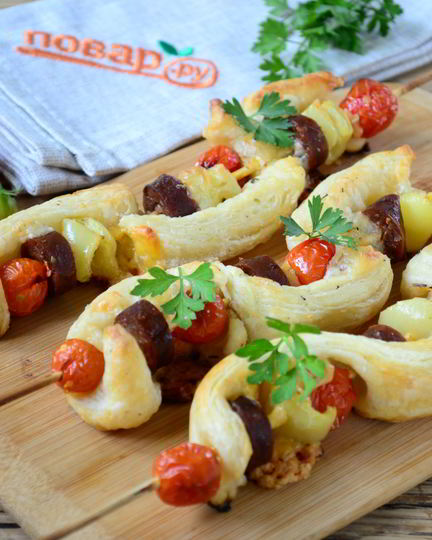 Рецепт пиццы на шпажках в духовке