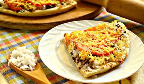пицца с рисом и говядиной