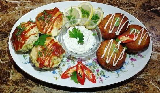 картофельные пончики с куриными кексами