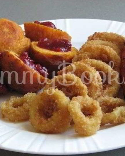 Рецепт тыквенных пончиков с кольцами кальмаров