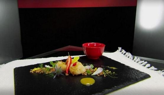 морской гребешок на прянике с мандариновым кремом