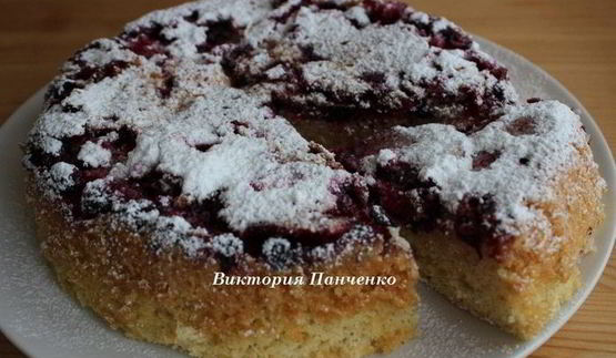 шарлотка с черной смородиной из мультиварки