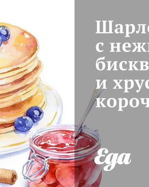 Шарлотка с нежным бисквитом и хрустящей корочкой