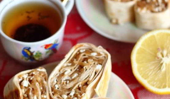 ленивый штрудель из лаваша с яблоками