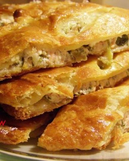 Рецепт штруделя из творожного теста с лососем