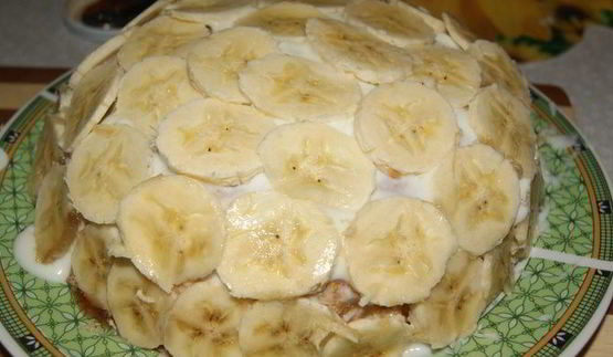 банановый торт из блинов