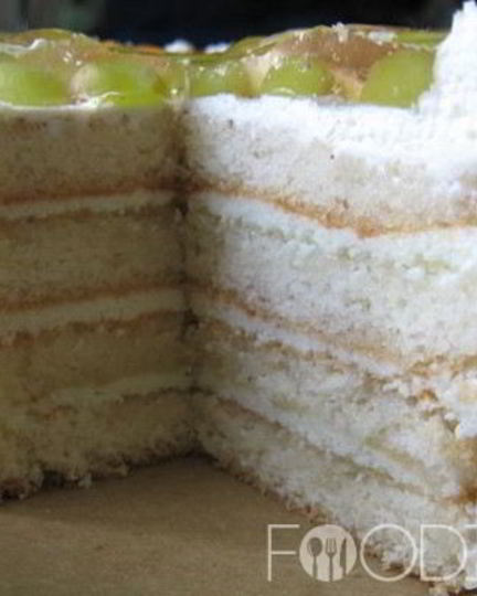 Рецепт бисквитного торта с фруктами и взбитыми сливками