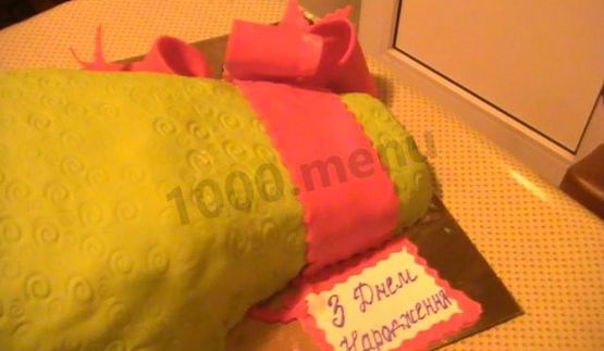 торт с бантом из мастики букет роз