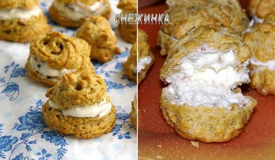 овсяные эклеры с творожным кремом