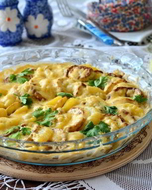 Картофельная запеканка с кабачком
