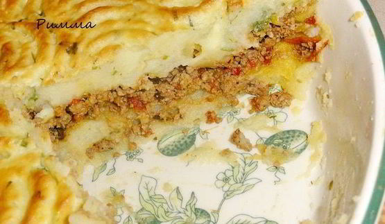картофельная запеканка с мясной начинкой