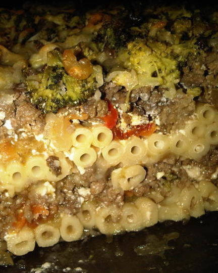 Рецепт макаронной запеканки с овощами и фаршем в сливочно-овощном соусе