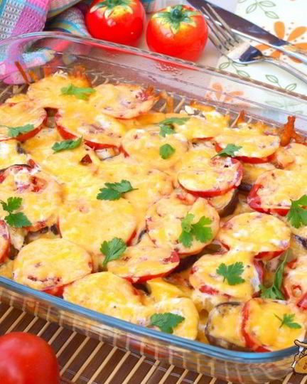 Рецепт запеканки из баклажанов, помидоров и картофеля