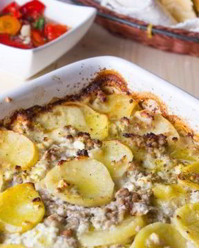 Запеканка из кабачков и картофеля с фаршем