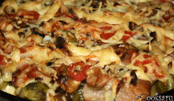 запеканка радуга с мясом, картофелем и овощами