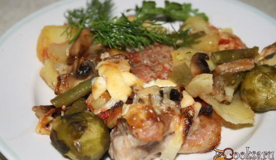 запеканка радуга с мясом, картофелем и овощами