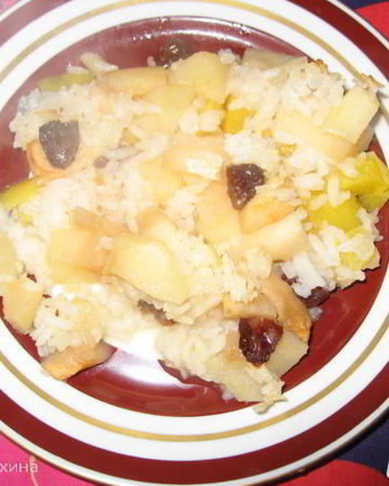Рецепт запеканки рисовой с тыквой, яблоками и изюмом