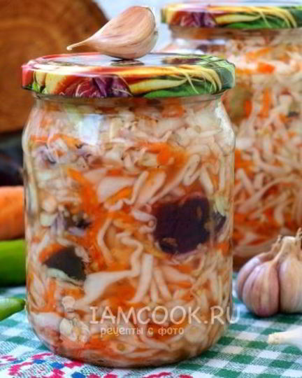 Рецепт баклажанов с капустой на зиму