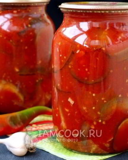 Рецепт баклажанов с помидорами на зиму
