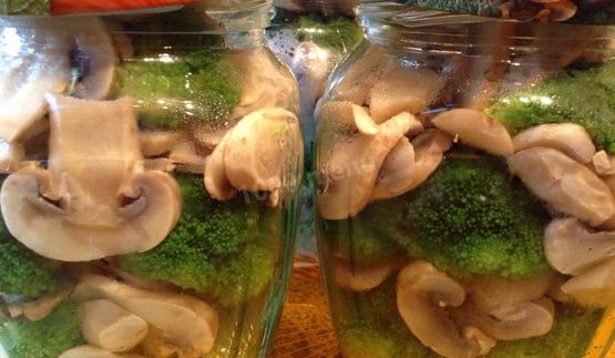 брокколи с грибами на зиму