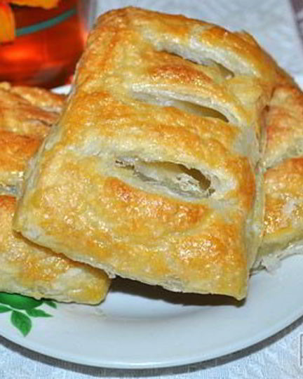 Рецепт полосок с джемом из слоеного теста